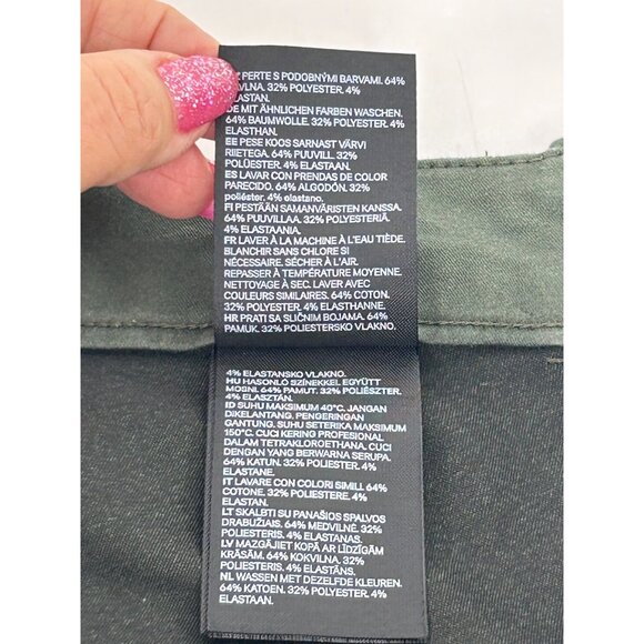 H&M Women’s Pants 8 Green Flat Front Tapered Leg Ankle Length Side Zip Button - Picture 11 of 11